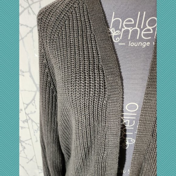 Urban Outfitters Gray Cotton Blend Ribbed Knit Open Front Cardigan - Picture 2 of 5